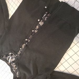 Poof Black Lace Back 3/4 Sleeve Cardigan Small